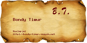 Bondy Timur névjegykártya